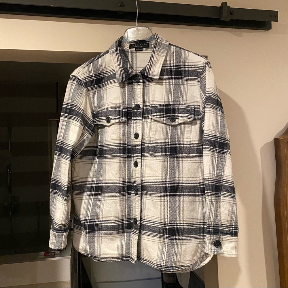 Sanctuary Black and White Plaid Button-Up Shirt